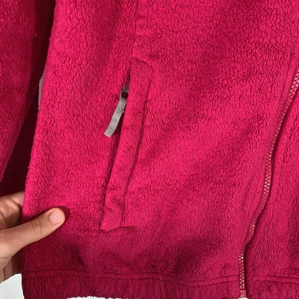 North Face Fleece Jacket Girls XL Pink Full Zip Rear Logo Zip Pockets polyester